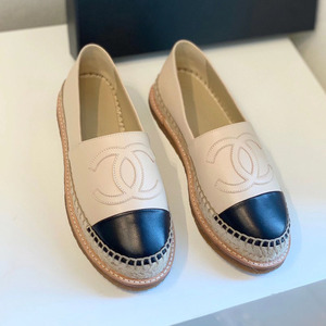 chanel/香奈儿女鞋 2020秋季新款小香双c经典草编平底渔夫鞋单鞋