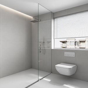 原素空间无边框浴屏一字型淋浴房浴室半隔断干湿分离下沉式玻璃门