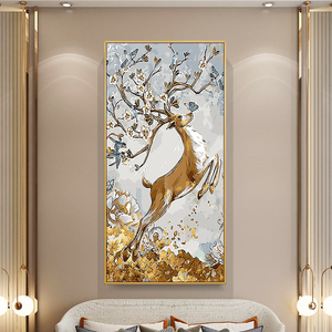 diy数字油画客厅填充手绘画画填色减压手工油彩画福鹿生财装饰画