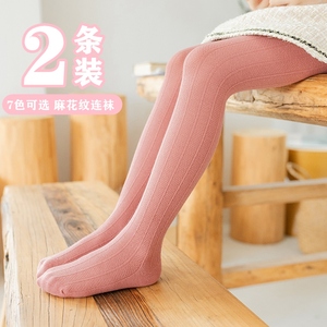 女童连裤袜春秋薄款外穿粉色儿童打底裤中厚宝宝棉连体脚袜子公主