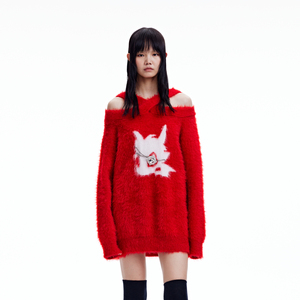 【节日限定】REVAN芮范2023冬季新品萌趣感龙兔图案毛衣连衣裙