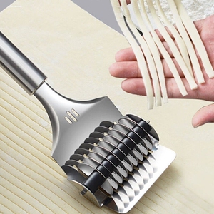 不锈钢多功能滚轮切面刀油条切割刀商用手工面条切刀可伸缩调节