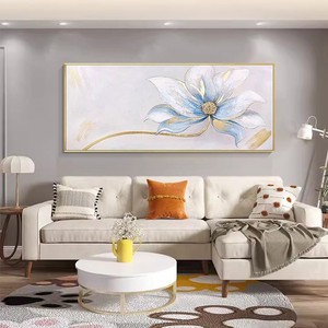 纯手绘油画客厅花卉高级装饰画沙发背景墙横版挂画现代风简约壁画