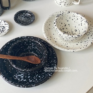 ins风酸奶碗燕麦早餐碗餐具一人食面碗泼墨陶瓷复古个性水果碗