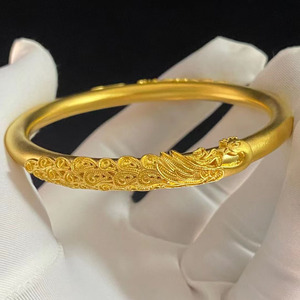 黄金手镯足金9999古法凤凰镯实心传承纯金镯子定制婚嫁女款送礼