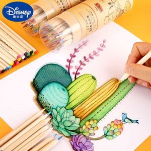 迪士尼彩色铅笔水溶性18/24/36色彩铅套装儿童填色画画笔美术用品