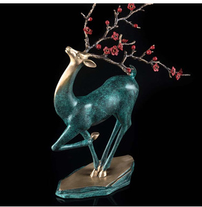 《逐鹿生财》纯铜梅花鹿摆件大号厅玄关书房办公室工艺品开业送