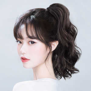 假发马尾女真发自然全真发2021年时尚新款高马尾辫抓夹水波纹卷发