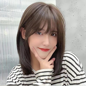 假发女长发真发全头套式自然中长锁骨发全真人发丝修脸造型短发套