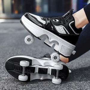 科技暴走鞋女童四轮可收自动电动悬浮鞋小孩穿的可以变成溜冰鞋子