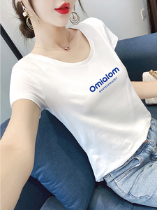 白色短袖t恤女夏季纯棉2022新款圆领修身百搭小衫女上衣半袖体恤