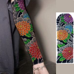 大花臂男女持久防汗防水纹身贴全臂全腿龙刹车印逼真图腾黑龙刺青