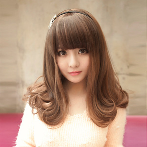 梨花烫发头可爱时尚中长假发卷发披肩大波浪蓬松自然全头套光头戴