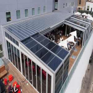 隔热玻璃房顶露台可伸缩移动阳光房楼顶智能折叠遮阳棚伸缩顶棚