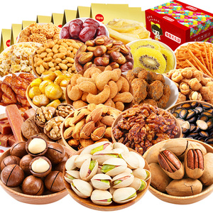 百草味零食旗舰店官网坚果坚果大礼包干果干货送女友吃货整箱混