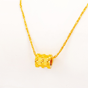 周大福焕美越南沙金项链锁骨链镀金999吊坠24k金真转运珠纯沙金