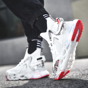 刀锋男鞋春季青少年国潮aj高帮运动鞋气垫减震跑步训练飞织袜子鞋