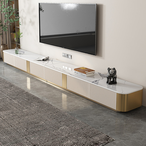 轻奢高端电视柜岩板地台地柜客厅家用新款超长落地电视柜茶几组合