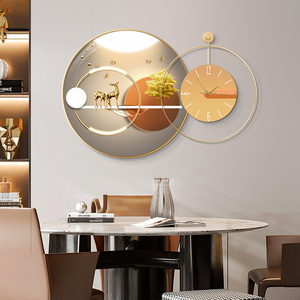 餐厅装饰画钟表挂钟客厅家用现代简约创意时尚静音时钟挂画壁画