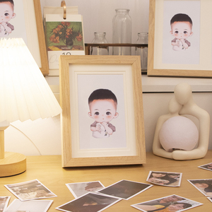 宝宝胎毛纪念品自制相框婴儿胎发画框卡通diy制作收藏相册框摆台