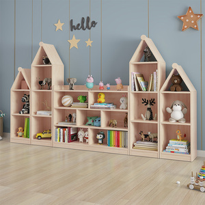 桐雨星辰儿童书架落地柜置物收纳架实木幼儿园绘本架阅读区绘本馆