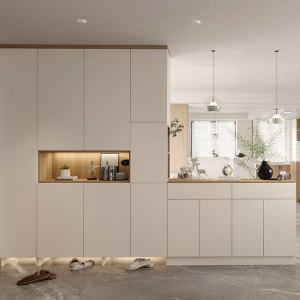 林氏全屋定制通顶鞋柜玄关柜一体靠墙屏风隔断现代客厅到顶入户柜