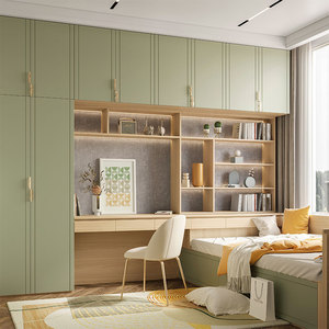 林氏木业全屋定制榻榻米床衣柜一体小卧室装修设计整体书桌柜定做