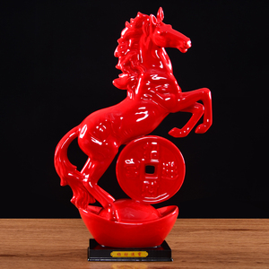 陶瓷红色马摆件招财十二生肖瓷器马工艺品客厅摆设家装商务礼品