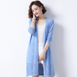 音儿夏季蚕丝针织开衫外套女中长款防嗮空调衫薄款外搭披肩披风潮