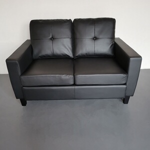 欧式简约现代客厅皮革沙发双人位出租房卧室简易小户型书房休闲