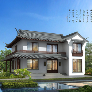 b8151二层中式住宅仿古别墅新农村自建房两层网红建筑施工图纸全