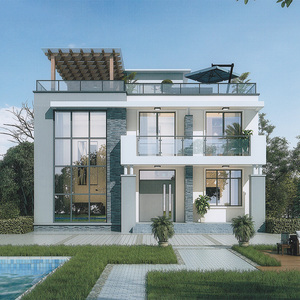 c835二层半平顶网红新农村别墅设计图纸两层现代自建房小洋房施工