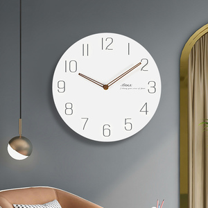 北欧圆形挂钟客厅简约现代时钟白色时尚家用轻奢潮流静音石英钟表