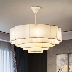 喜诚新中式布艺吸顶吊灯酒店宴会包厢灯仿古大气复式楼客厅大厅灯