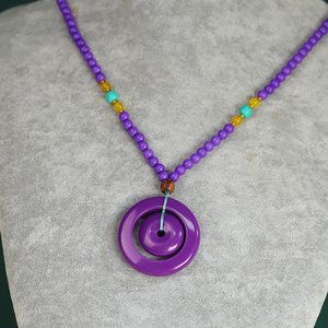 紫云母吊坠紫色项链 项坠女款毛衣链