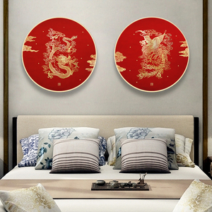 龙凤呈祥新中式装饰画客厅玄关餐厅中国风影楼婚纱店喜庆结婚挂画