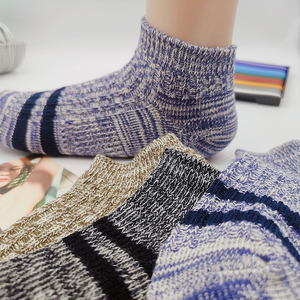 维棉足衣纯棉袜子透气排汗春夏粗线针织提花简约户外复古男生船袜