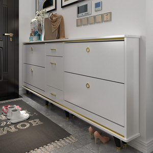 新中式多功能多层实木立式鞋柜超薄门后柜子储物柜玄关柜定制定做