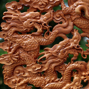 桃木九龙献瑞九龙戏珠九龙壁挂件摆件木雕玄关客厅店铺开业新居