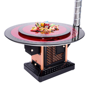 圆桌柴火y炉子农村室内回风炉灶烧柴煤两用多功能烤火炉家用取暖