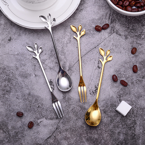不锈钢咖啡勺子创意树枝搅拌勺可爱欧式短柄勺甜品奶茶调羹咖啡匙