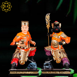 关平周仓护法神像关公副将护法关平周仓将军树脂彩绘道教供奉摆件