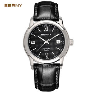 伯尼(berny)手表男士商务自动机械表日历表盘防水皮带时尚进口