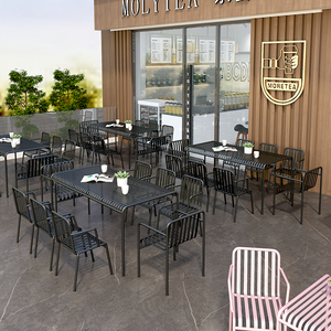 北欧风奶茶店咖啡厅室外铁艺桌椅套装网红别墅院子外摆简易家具