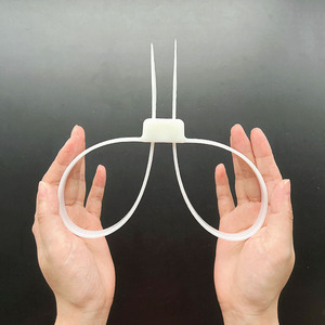 双扣式塑料加厚轧帯白色自锁式双头尼龙扎带双环捆绑带12*700mm