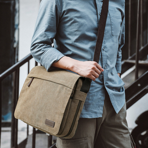 a-lvОg帆布包男单肩包复古简约邮差包男包潮休闲挎包日系背包男