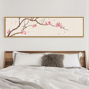 素雅梅花装饰画沙发背景墙中式墙面装饰壁画新中式字画客厅横挂画