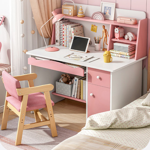 儿童书桌公主风作业桌学习桌写字桌椅套装男孩女孩卧室家用简易款