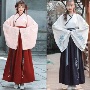 日常汉服女中国风学生琵琶袖传统古装服装仙女清新淡雅古风大袖衫