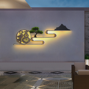 户外太阳能家用防水庭院背景墙院子屏风背景墙外墙新中式装饰壁灯